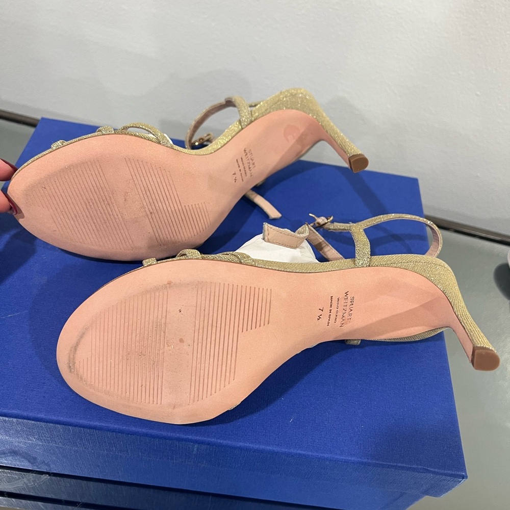 Stuart Weitzman Gold Strappy Heels
